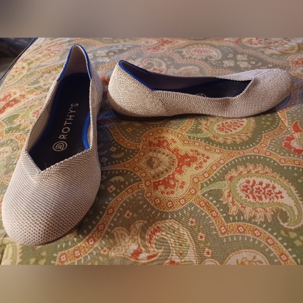 Rothy's 7.5 37.5 grey gray taupe flats loafers shoes
